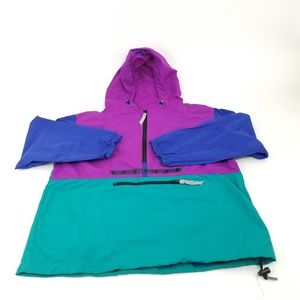 Vtg Color-block Nylon Jacket Large Kids